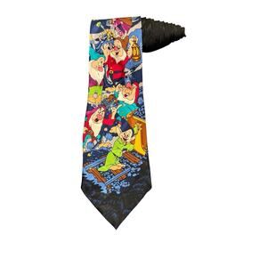 The Disney Store Snow White And The Seven Dwarfs Diamonds Cartoon Necktie Silk